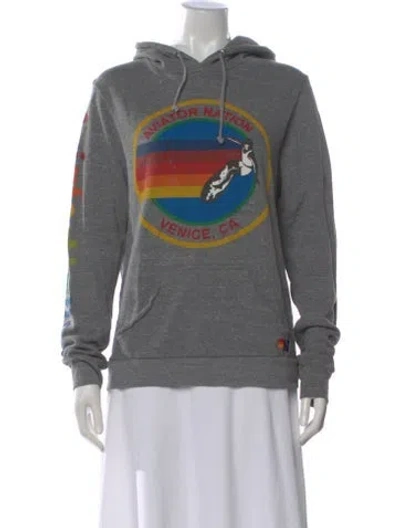 Pre-owned Aviator Nation Graphic Print Crew Neck Hoodie In Gray