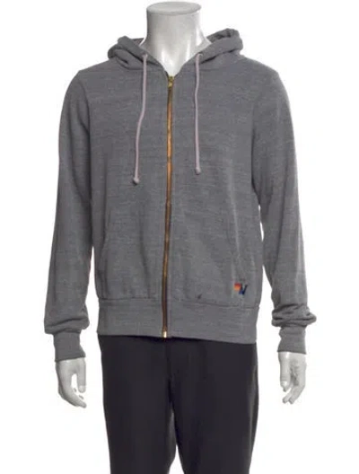 Pre-owned Aviator Nation Graphic Print Crew Neck Hoodie In Gray
