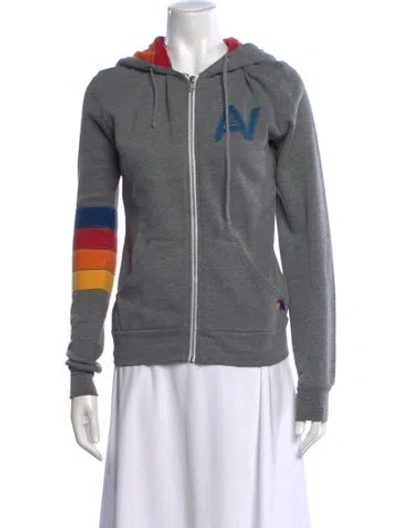 Pre-owned Aviator Nation Graphic Print Crew Neck Hoodie In Gray