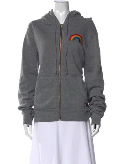 Pre-owned Aviator Nation Graphic Print Crew Neck Hoodie In Gray