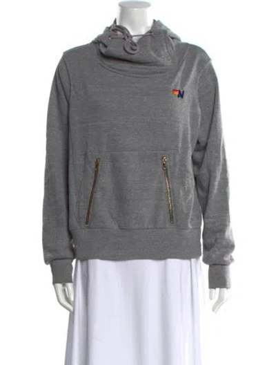 Pre-owned Aviator Nation Graphic Print Crew Neck Hoodie In Gray