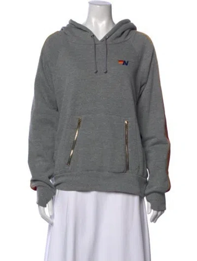 Pre-owned Aviator Nation Graphic Print Crew Neck Hoodie In Gray