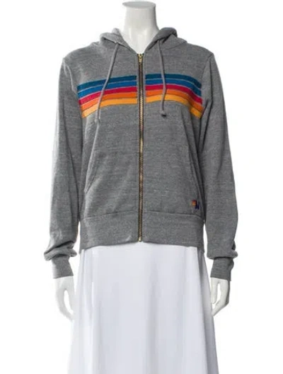 Pre-owned Aviator Nation Graphic Print Crew Neck Hoodie In Green