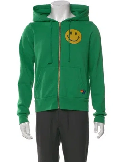 Pre-owned Aviator Nation Graphic Print Crew Neck Hoodie In Green