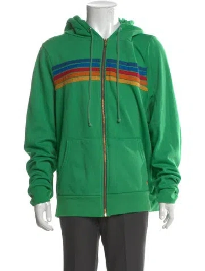 Pre-owned Aviator Nation Graphic Print Crew Neck Hoodie In Green