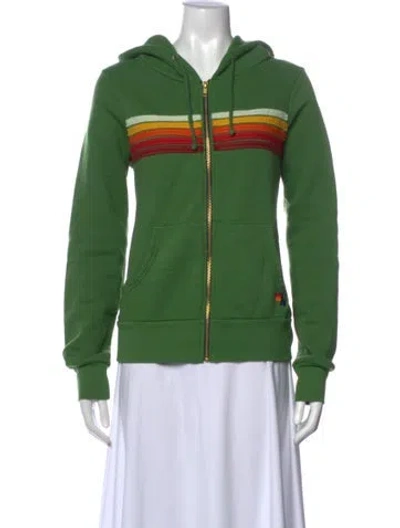 Pre-owned Aviator Nation Graphic Print Crew Neck Hoodie In Green