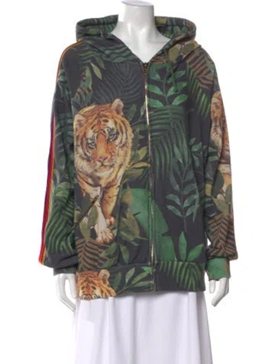 Pre-owned Aviator Nation Graphic Print Crew Neck Hoodie In Green