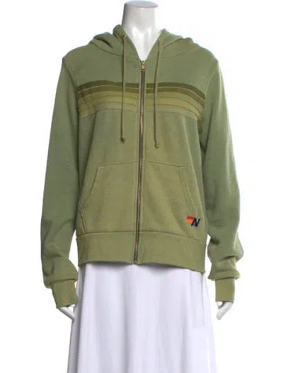 Pre-owned Aviator Nation Graphic Print Crew Neck Hoodie In Green