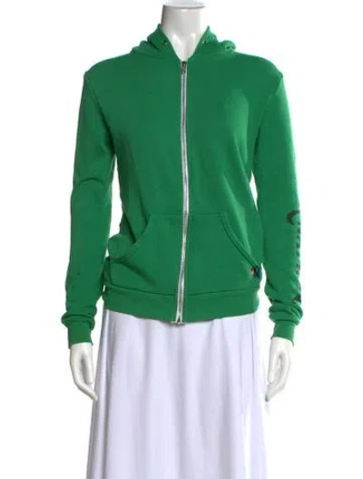 Pre-owned Aviator Nation Graphic Print Crew Neck Hoodie In Green