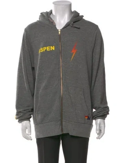 Pre-owned Aviator Nation Graphic Print Crew Neck Hoodie In Grey