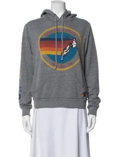 Pre-owned Aviator Nation Graphic Print Crew Neck Hoodie In Grey