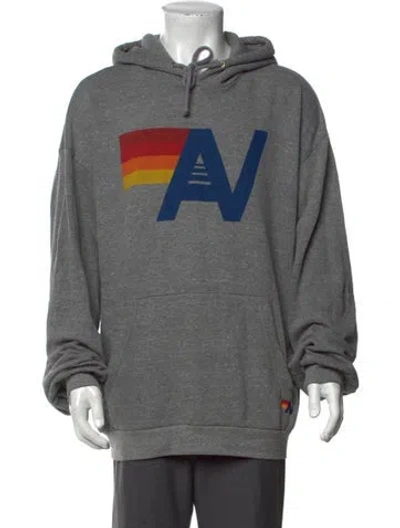 Pre-owned Aviator Nation Graphic Print Crew Neck Hoodie In Grey