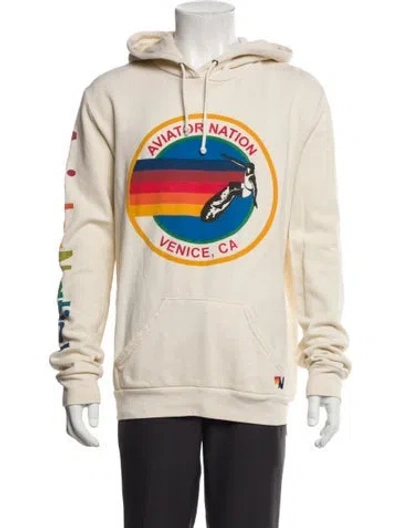 Pre-owned Aviator Nation Graphic Print Crew Neck Hoodie In Neutral