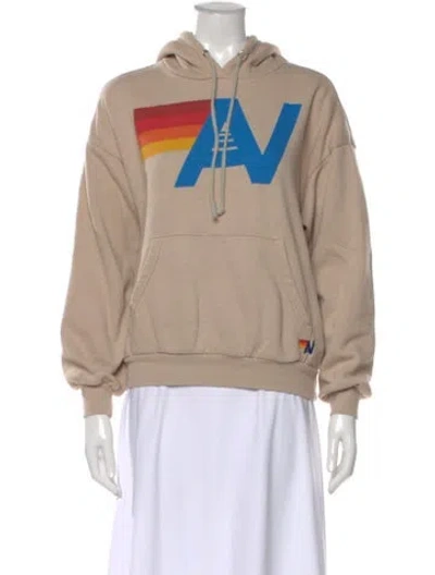 Pre-owned Aviator Nation Graphic Print Crew Neck Hoodie In Neutral