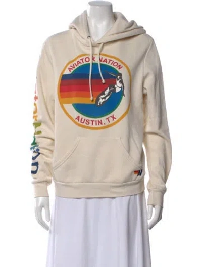 Pre-owned Aviator Nation Graphic Print Crew Neck Hoodie In Neutral