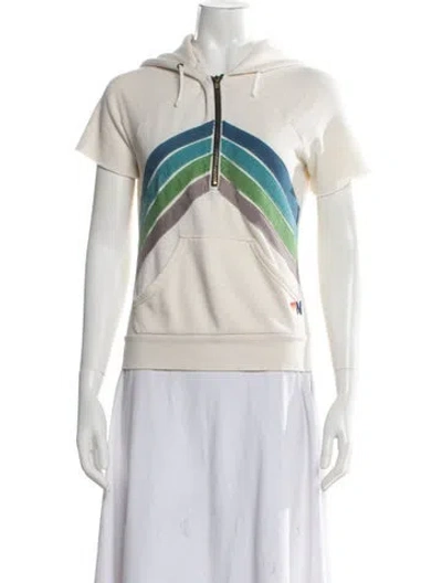 Pre-owned Aviator Nation Graphic Print Crew Neck Hoodie In Neutral