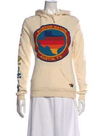Pre-owned Aviator Nation Graphic Print Crew Neck Hoodie In Neutral