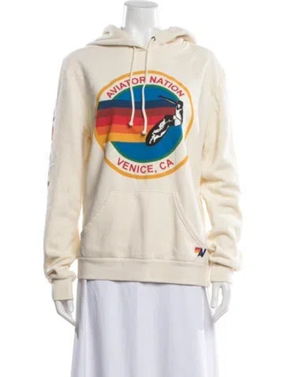Pre-owned Aviator Nation Graphic Print Crew Neck Hoodie In Neutral