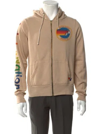 Pre-owned Aviator Nation Graphic Print Crew Neck Hoodie In Neutrals