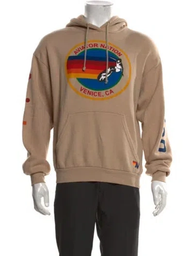 Pre-owned Aviator Nation Graphic Print Crew Neck Hoodie In Neutrals
