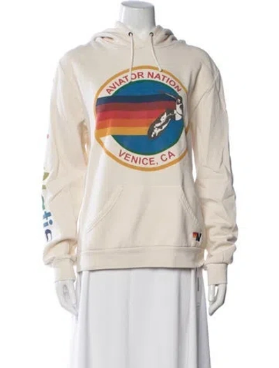 Pre-owned Aviator Nation Graphic Print Crew Neck Hoodie In Neutrals