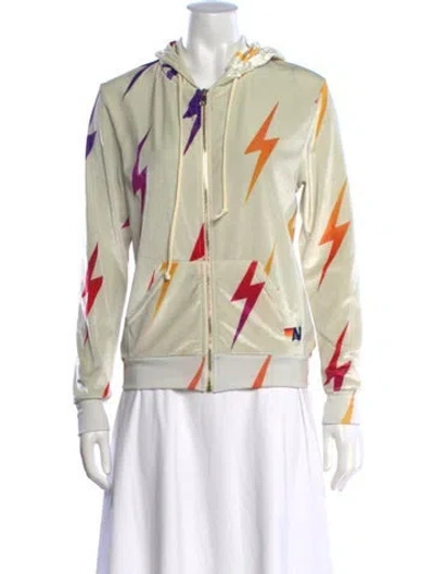 Pre-owned Aviator Nation Graphic Print Crew Neck Hoodie In Neutrals