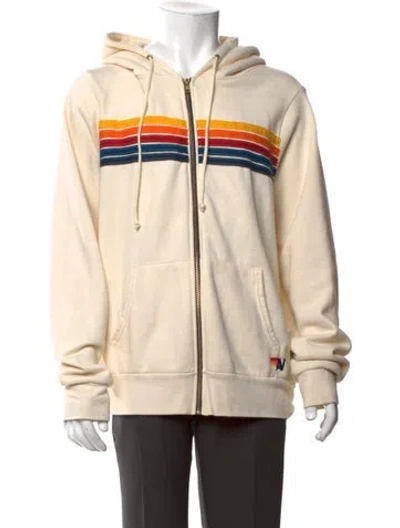 Pre-owned Aviator Nation Graphic Print Crew Neck Hoodie In Neutrals