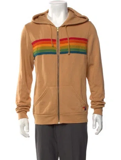 Pre-owned Aviator Nation Graphic Print Crew Neck Hoodie In Neutrals