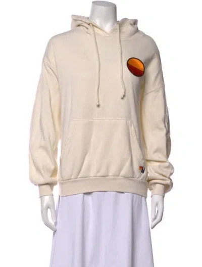Pre-owned Aviator Nation Graphic Print Crew Neck Hoodie In Neutrals