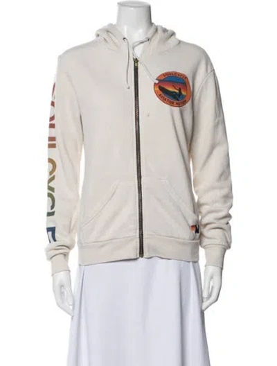 Pre-owned Aviator Nation Graphic Print Crew Neck Hoodie In Neutrals