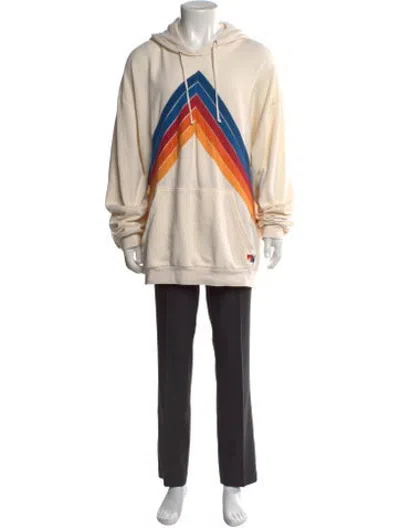 Pre-owned Aviator Nation Graphic Print Crew Neck Hoodie In Neutrals