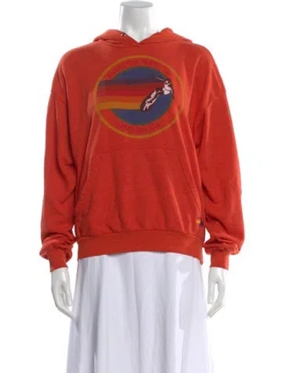 Pre-owned Aviator Nation Graphic Print Crew Neck Hoodie In Orange