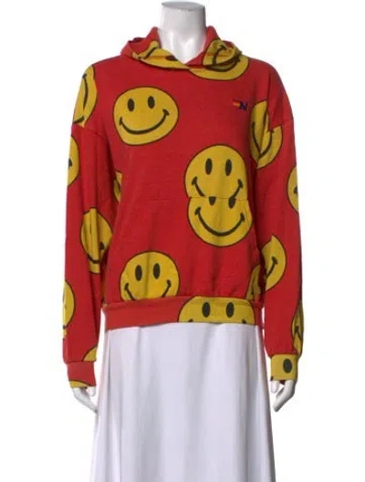 Pre-owned Aviator Nation Graphic Print Crew Neck Hoodie In Orange