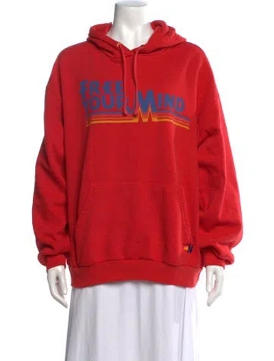 Pre-owned Aviator Nation Graphic Print Crew Neck Hoodie In Pink