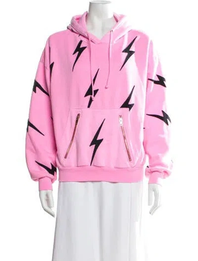 Pre-owned Aviator Nation Graphic Print Crew Neck Hoodie In Pink