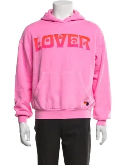 Pre-owned Aviator Nation Graphic Print Crew Neck Hoodie In Pink