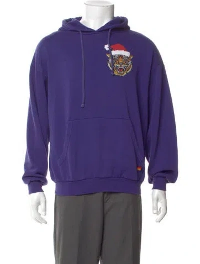 Pre-owned Aviator Nation Graphic Print Crew Neck Hoodie In Purple