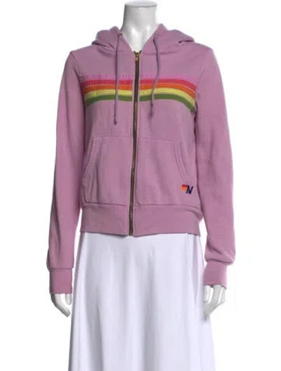 Pre-owned Aviator Nation Graphic Print Crew Neck Hoodie In Purple