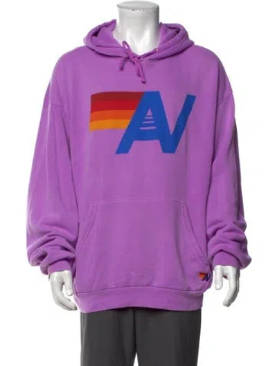 Pre-owned Aviator Nation Graphic Print Crew Neck Hoodie In Purple