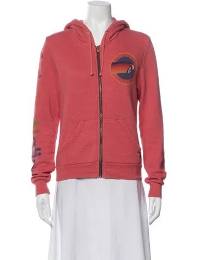 Pre-owned Aviator Nation Graphic Print Crew Neck Hoodie In Red