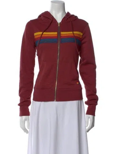 Pre-owned Aviator Nation Graphic Print Crew Neck Hoodie In Red