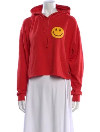 Pre-owned Aviator Nation Graphic Print Crew Neck Hoodie In Red