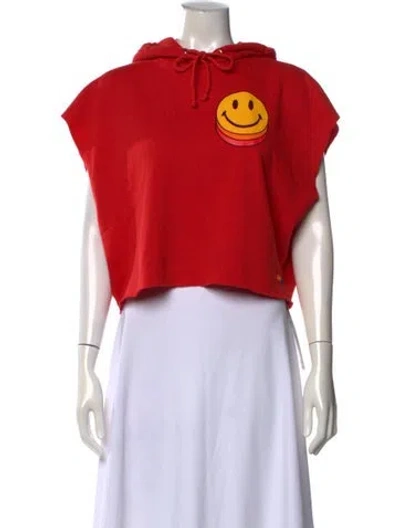 Pre-owned Aviator Nation Graphic Print Crew Neck Hoodie In Red