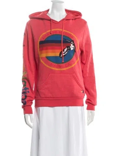 Pre-owned Aviator Nation Graphic Print Crew Neck Hoodie In Red