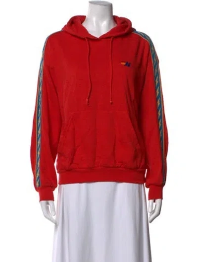 Pre-owned Aviator Nation Graphic Print Crew Neck Hoodie In Red