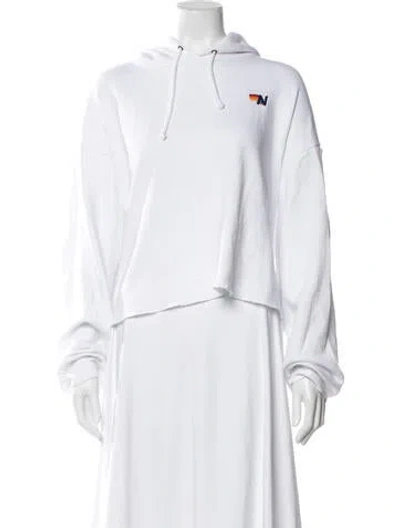 Pre-owned Aviator Nation Graphic Print Crew Neck Hoodie In White