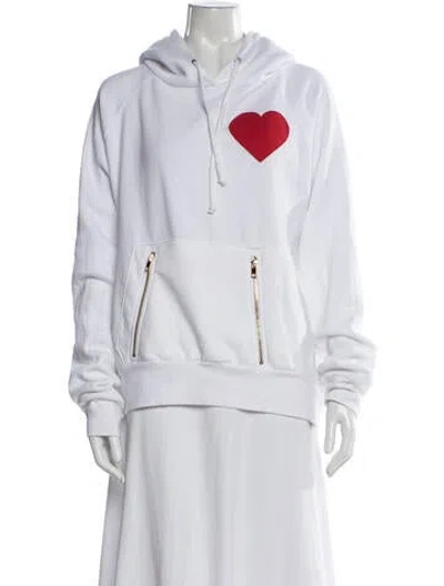 Pre-owned Aviator Nation Graphic Print Crew Neck Hoodie In White