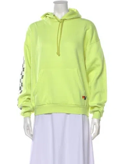 Pre-owned Aviator Nation Graphic Print Crew Neck Hoodie In Yellow