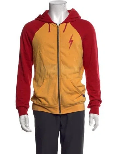 Pre-owned Aviator Nation Graphic Print Crew Neck Hoodie In Yellow