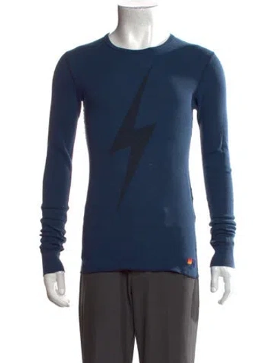 Pre-owned Aviator Nation Graphic Print Crew Neck Pullover In Blue